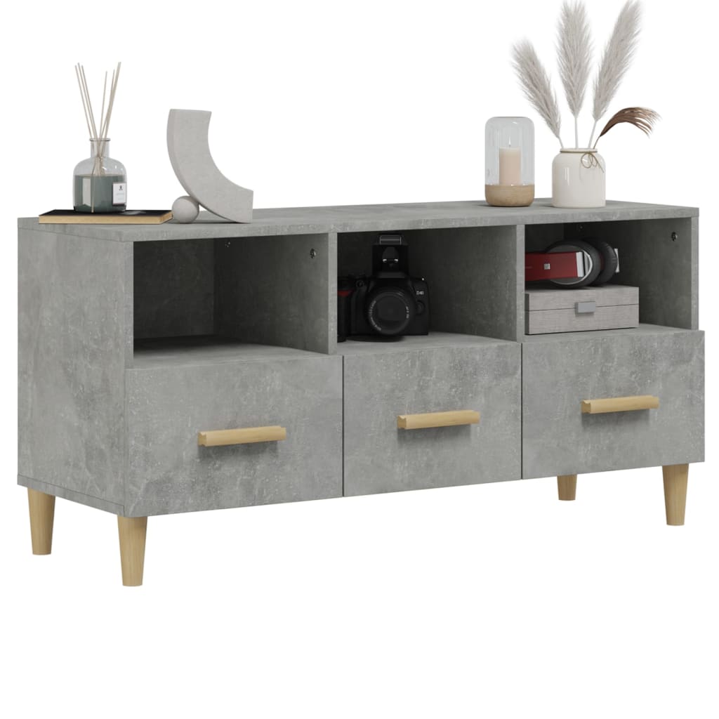 betonszürke szerelt fa TV-szekrény 102 x 36 x 50 cm