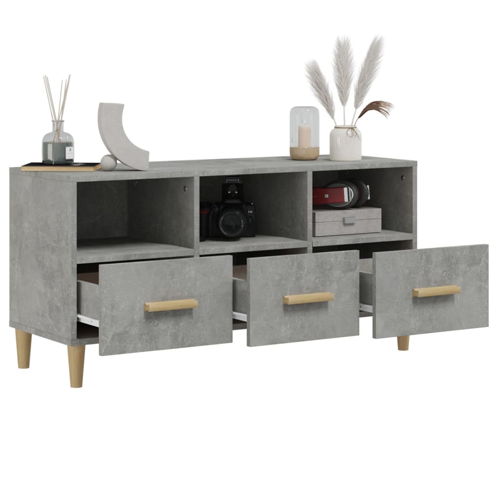 betonszürke szerelt fa TV-szekrény 102 x 36 x 50 cm