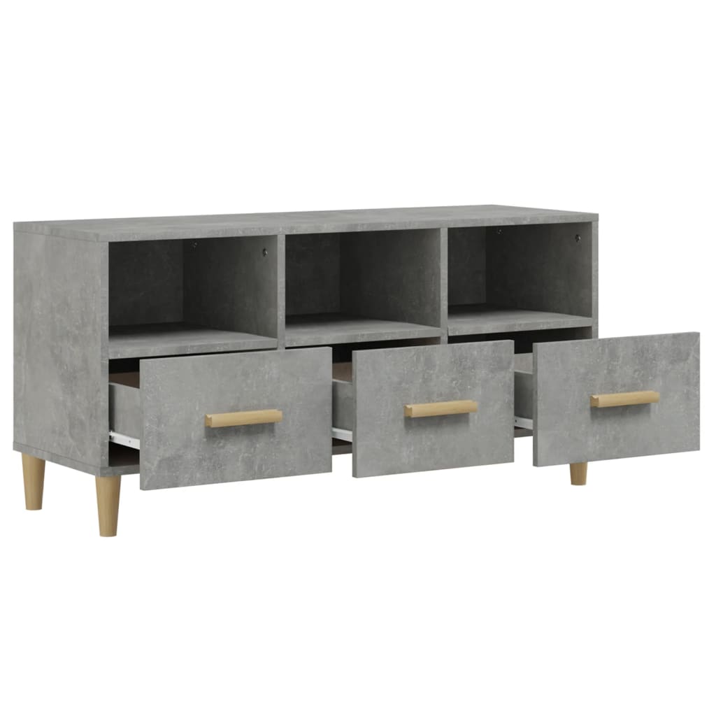 betonszürke szerelt fa TV-szekrény 102 x 36 x 50 cm