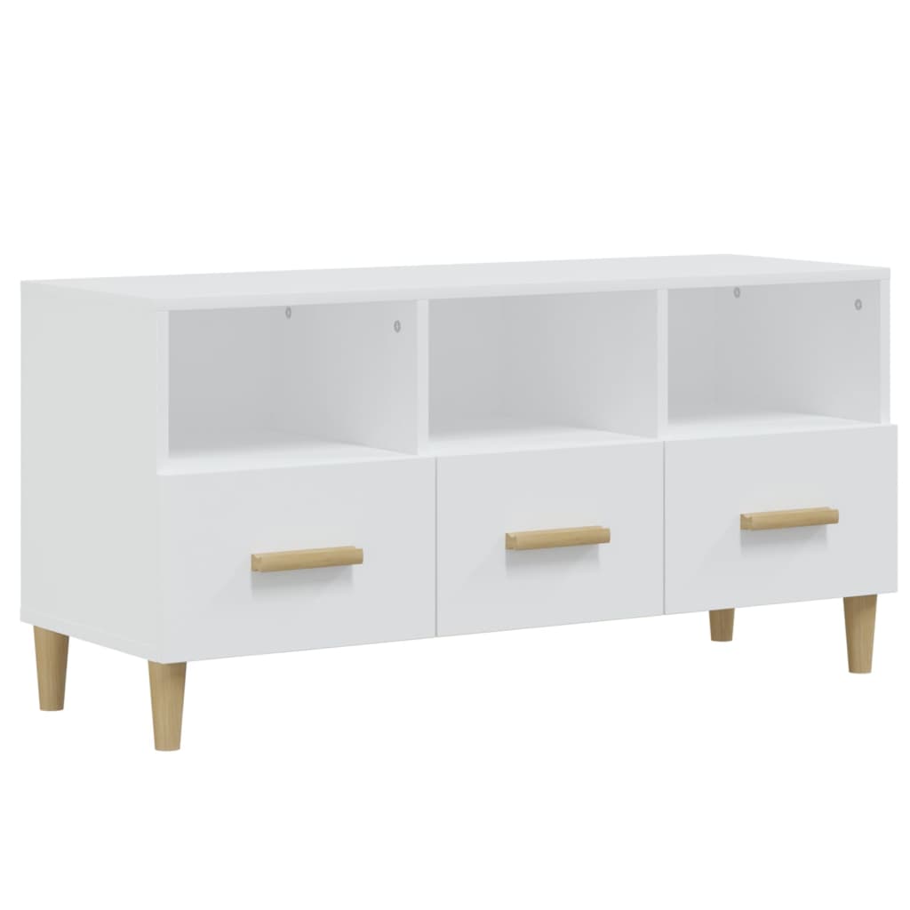 fehér magasfényű szerelt fa TV-szekrény 102x36x50 cm