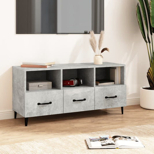 betonszürke szerelt fa TV-szekrény 102 x 35 x 50 cm