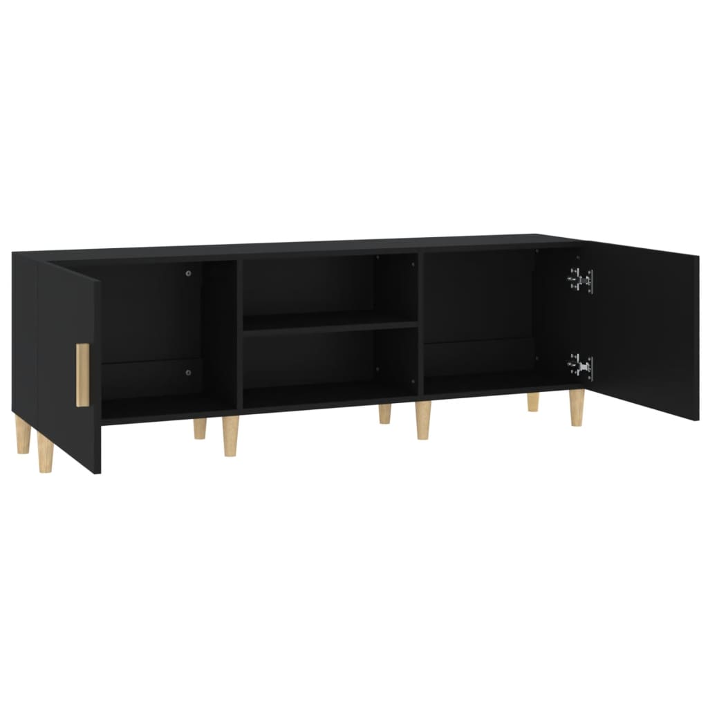 fekete szerelt fa TV-szekrény 150 x 30 x 50 cm