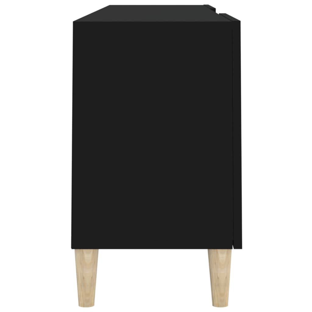 fekete szerelt fa TV-szekrény 150 x 30 x 50 cm