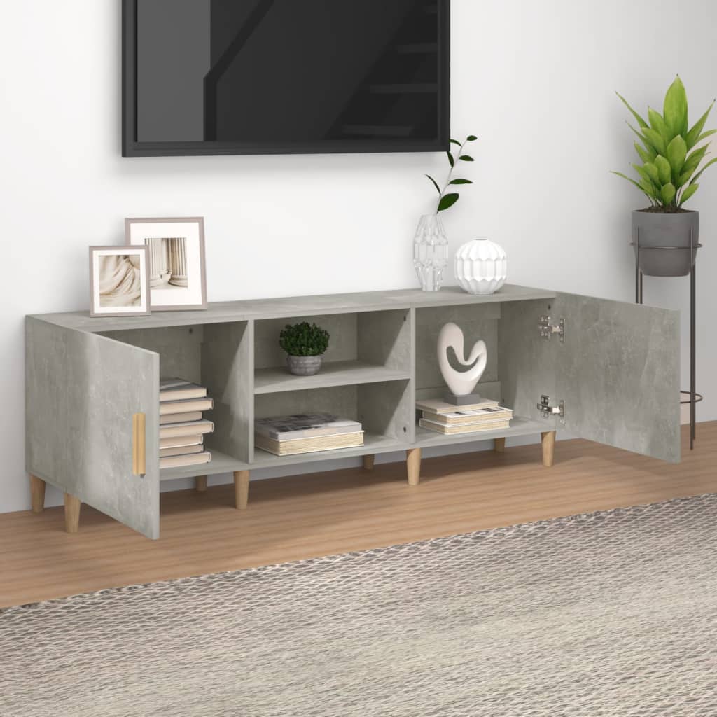 betonszürke szerelt fa TV-szekrény 150 x 30 x 50 cm