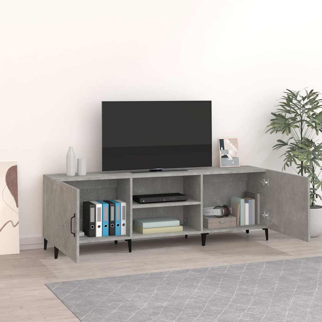 betonszürke szerelt fa TV-szekrény 150 x 30 x 50 cm