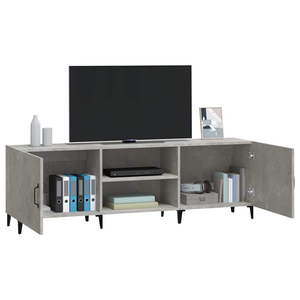 betonszürke szerelt fa TV-szekrény 150 x 30 x 50 cm