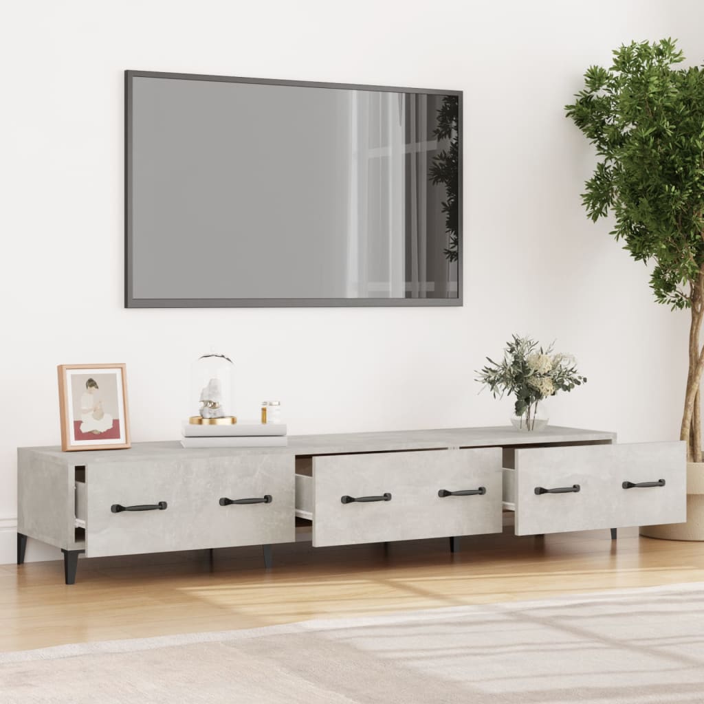 betonszürke szerelt fa TV-szekrény 150 x 34,5 x 30 cm