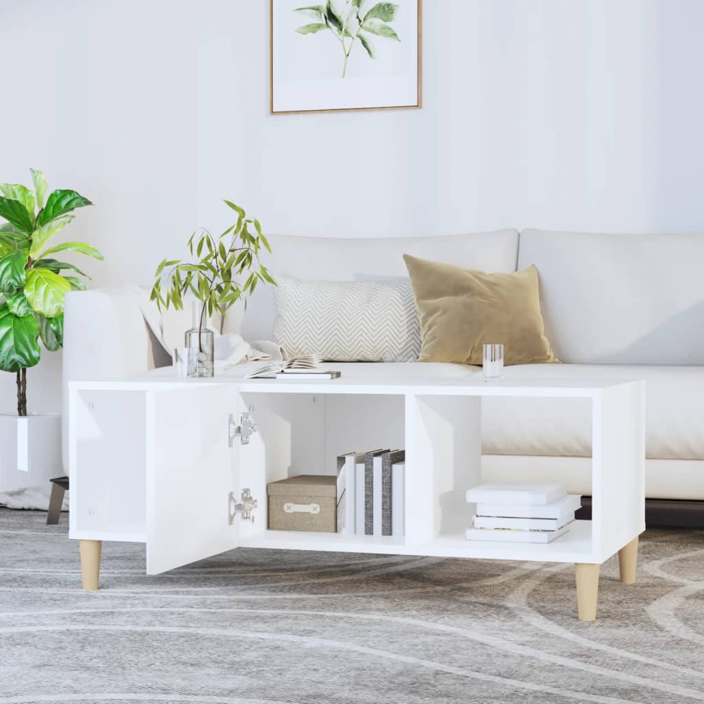 fehér szerelt fa dohányzóasztal 102 x 50 x 40 cm