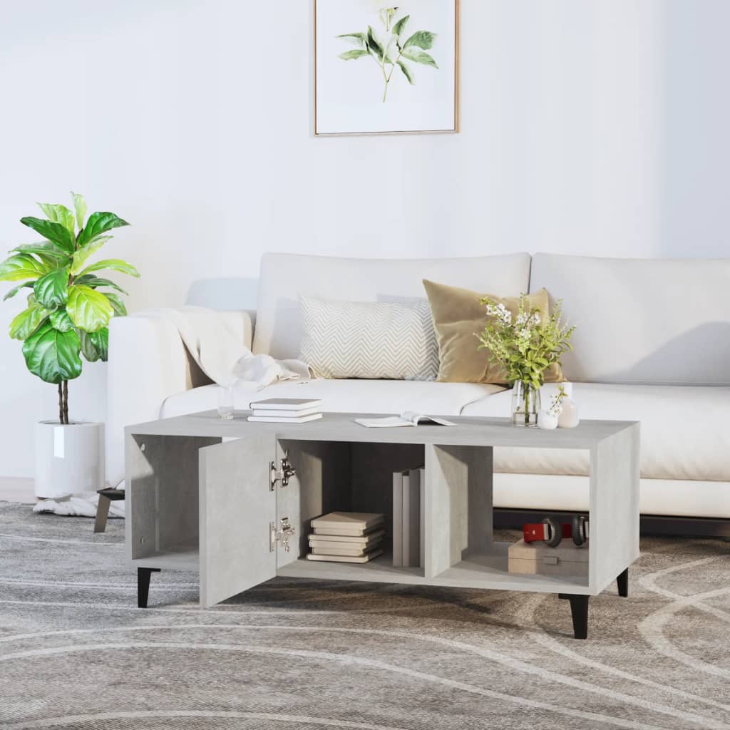 betonszürke szerelt fa dohányzóasztal 102 x 50 x 40 cm
