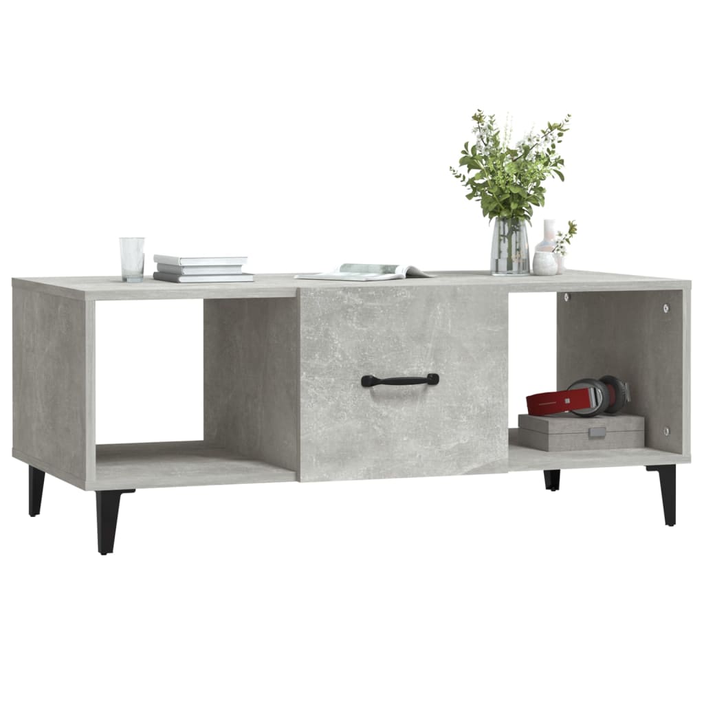 betonszürke szerelt fa dohányzóasztal 102 x 50 x 40 cm