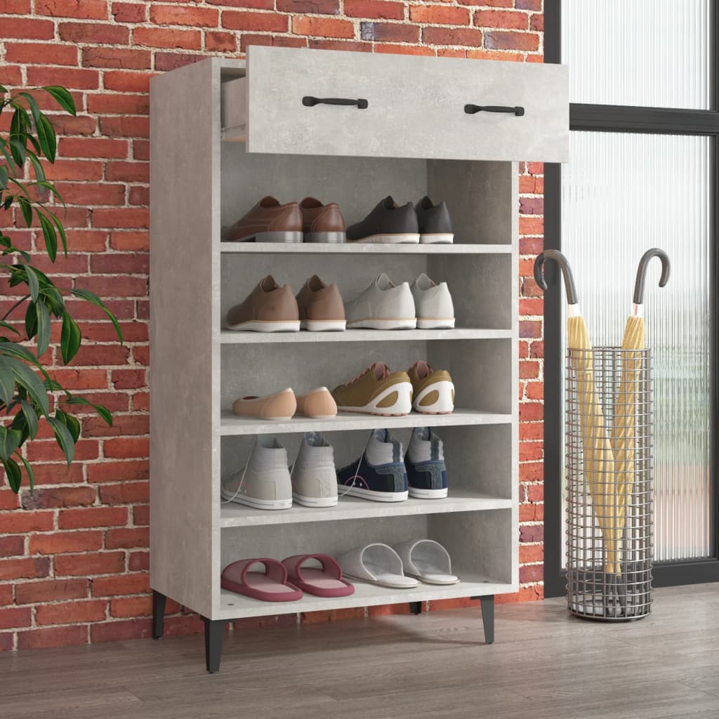 betonszürke szerelt fa cipőszekrény 60 x 35 x 105 cm