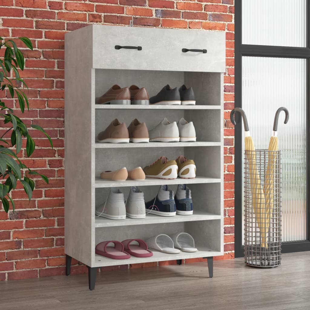 betonszürke szerelt fa cipőszekrény 60 x 35 x 105 cm