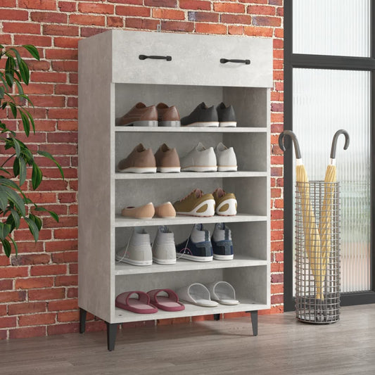 betonszürke szerelt fa cipőszekrény 60 x 35 x 105 cm