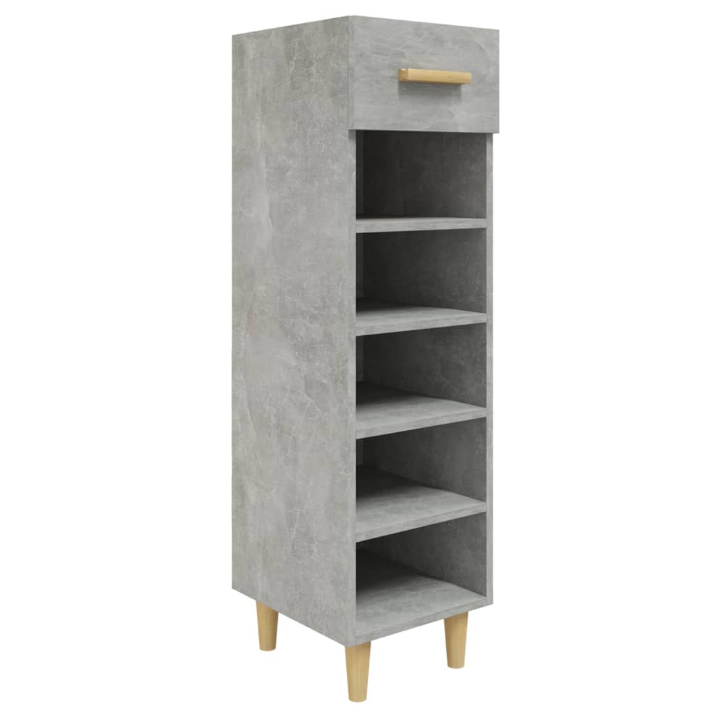 betonszürke szerelt fa cipősszekrény 30 x 35 x 105 cm