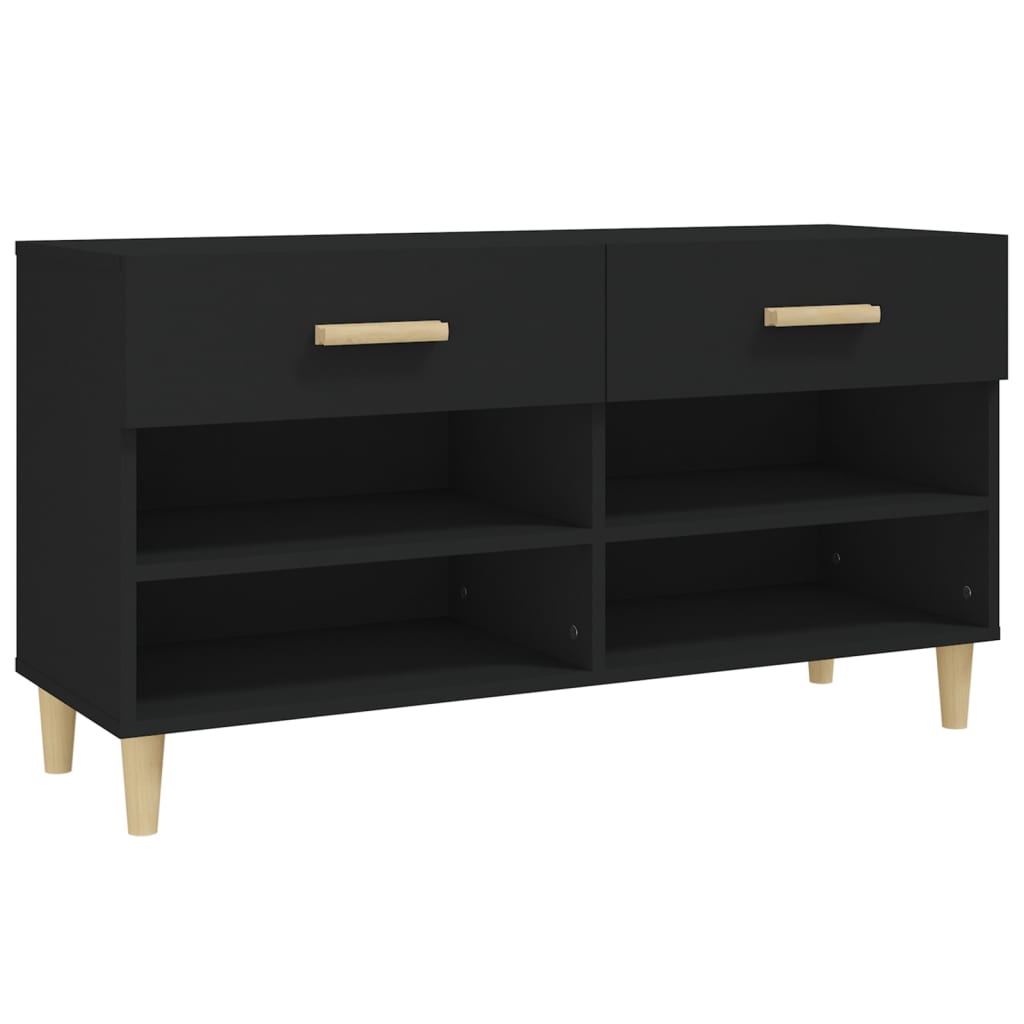 fekete szerelt fa cipősszekrény 102x35x55 cm