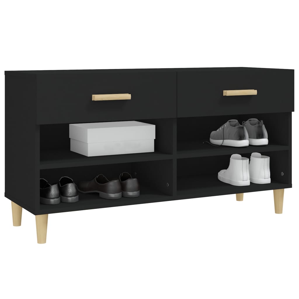 fekete szerelt fa cipősszekrény 102x35x55 cm