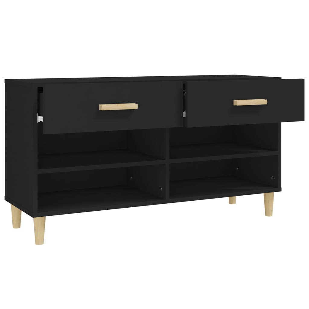 fekete szerelt fa cipősszekrény 102x35x55 cm