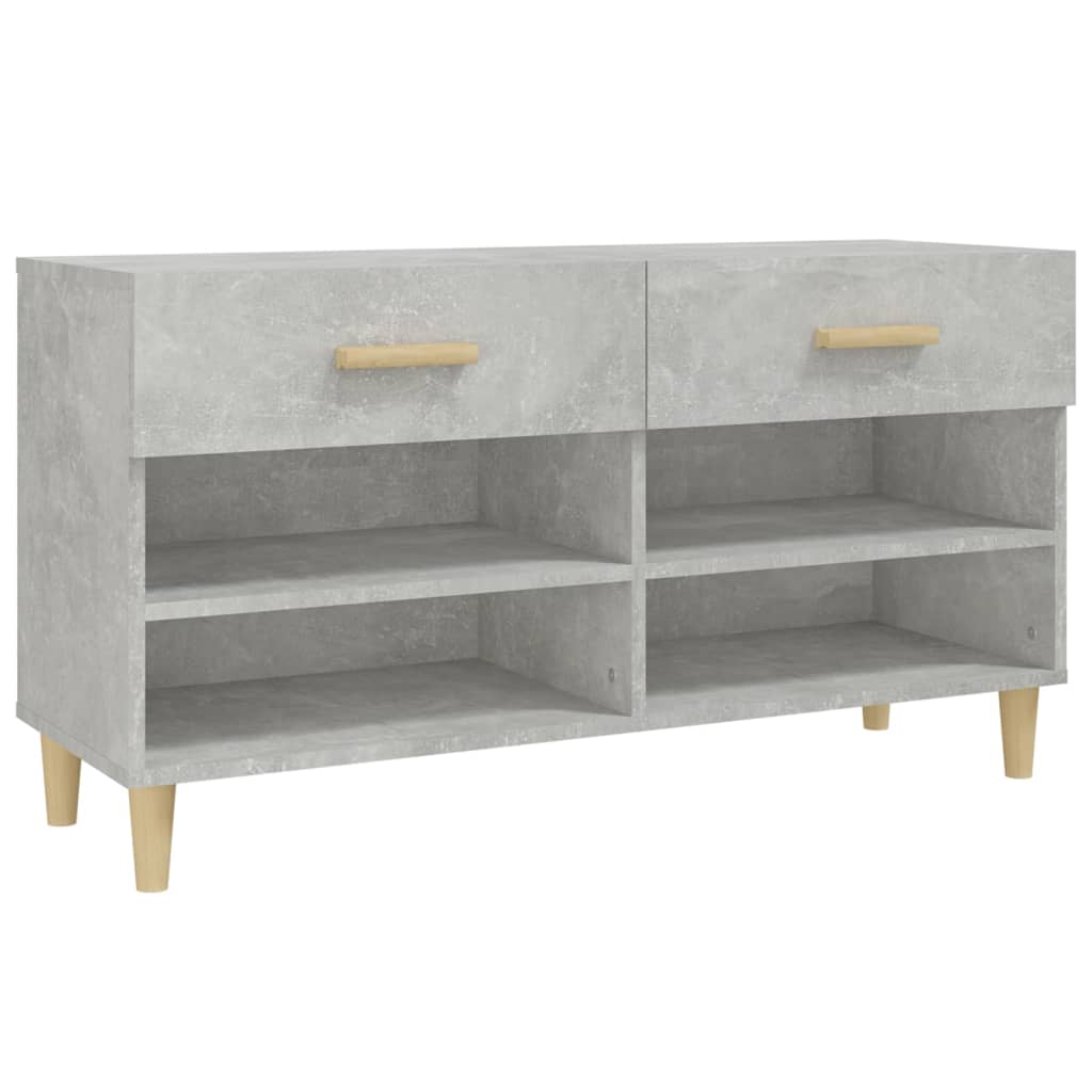 betonszürke szerelt fa cipőszekrény 102x35x55 cm