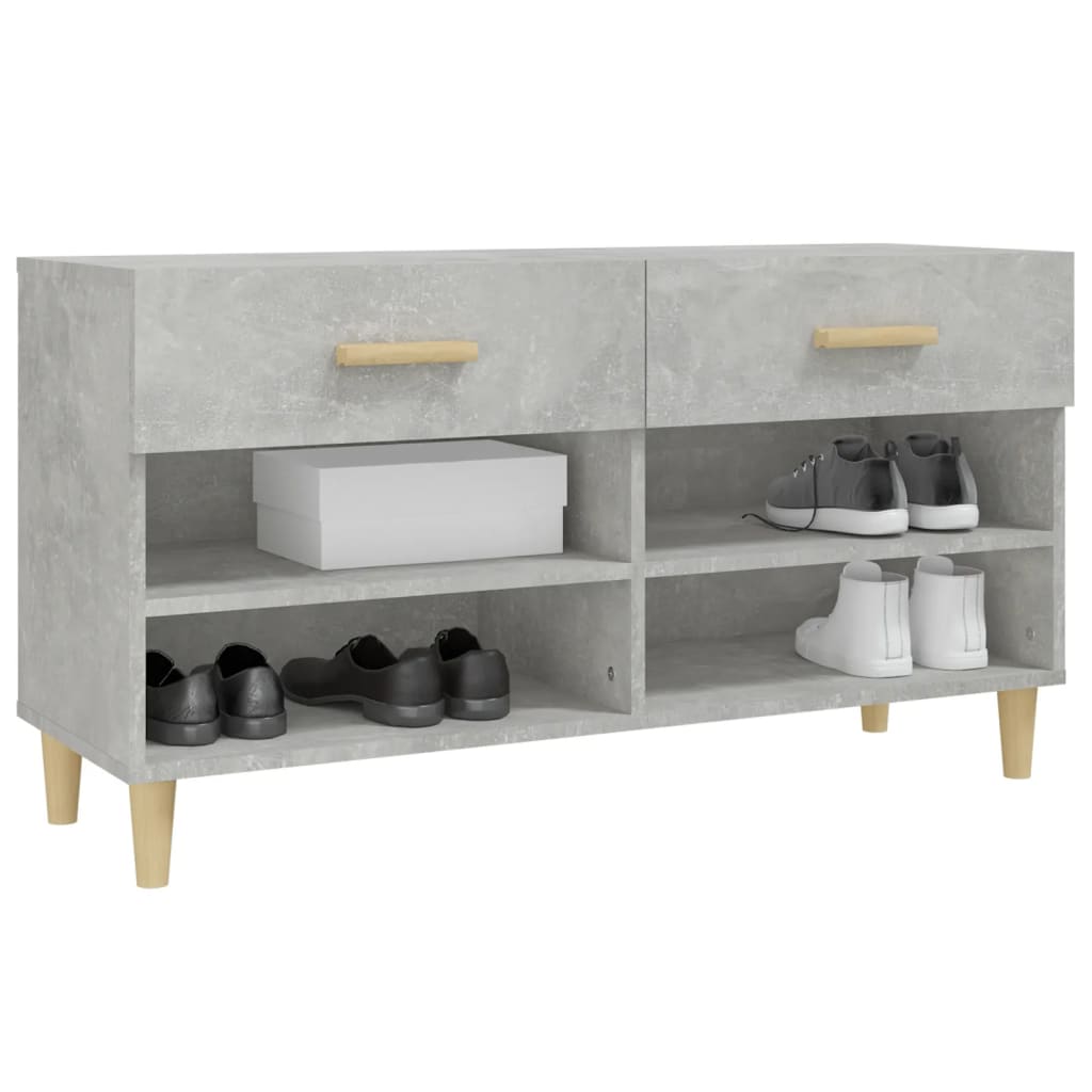betonszürke szerelt fa cipőszekrény 102x35x55 cm