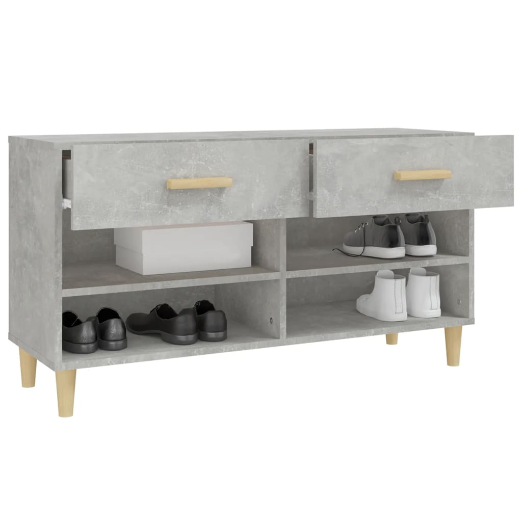 betonszürke szerelt fa cipőszekrény 102x35x55 cm