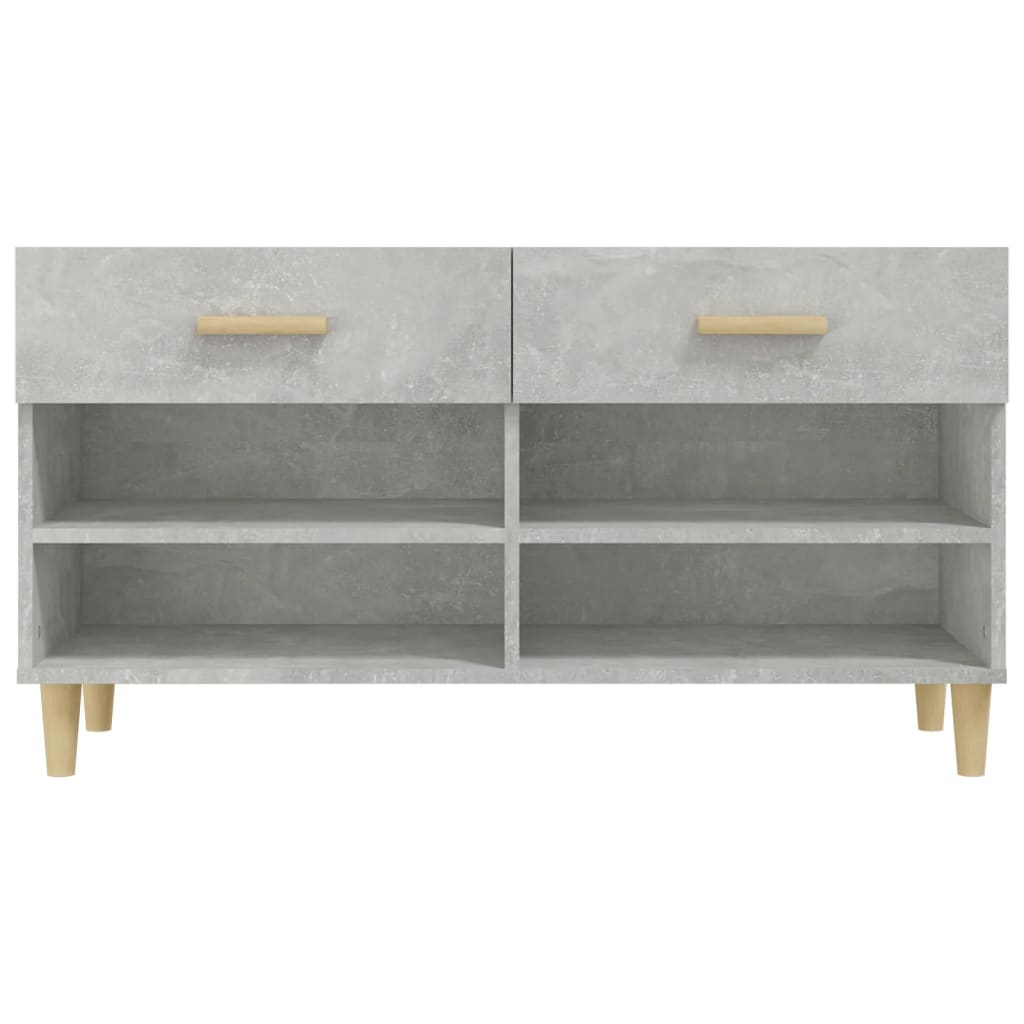 betonszürke szerelt fa cipőszekrény 102x35x55 cm