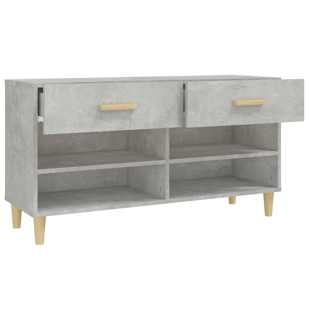 betonszürke szerelt fa cipőszekrény 102x35x55 cm