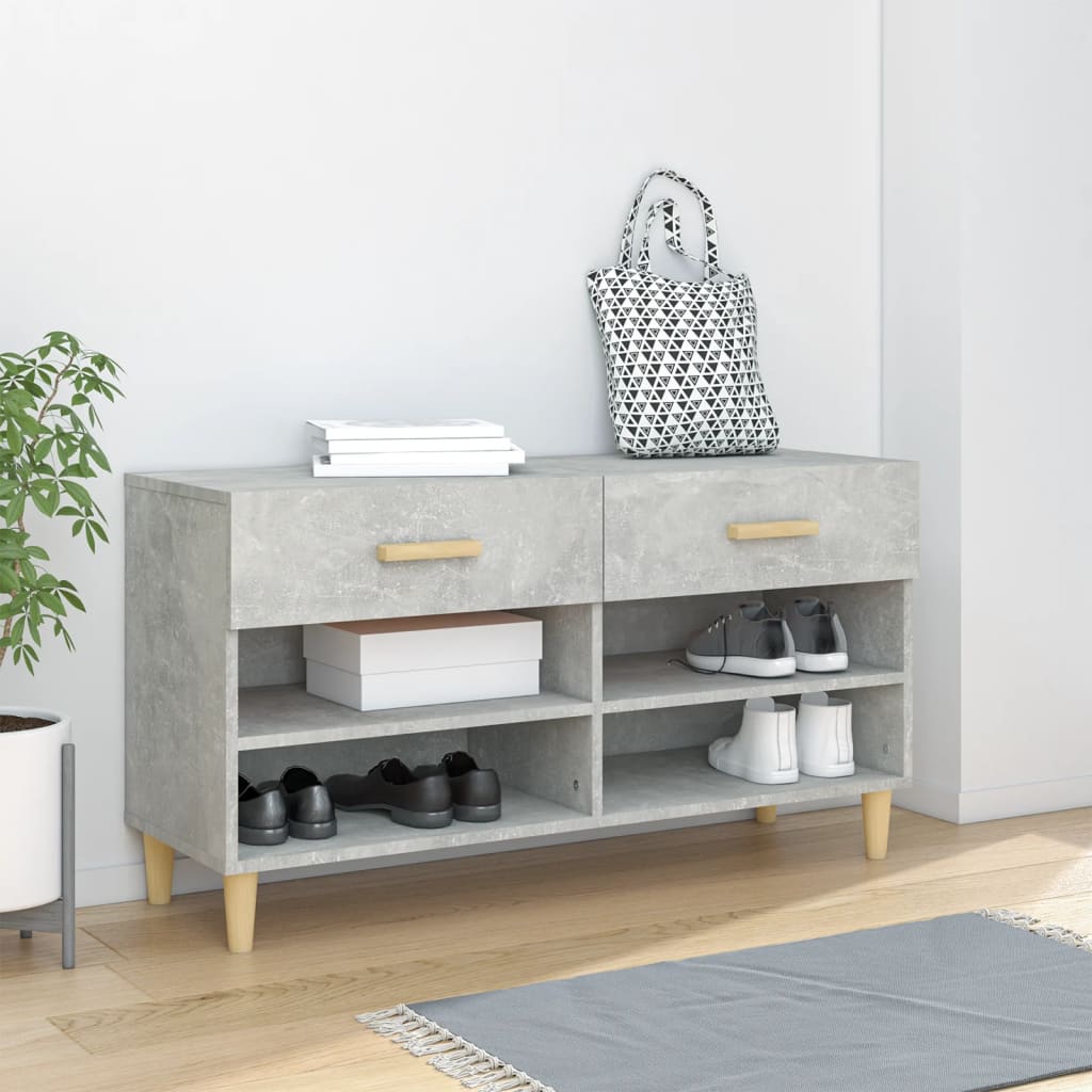 betonszürke szerelt fa cipőszekrény 102x35x55 cm