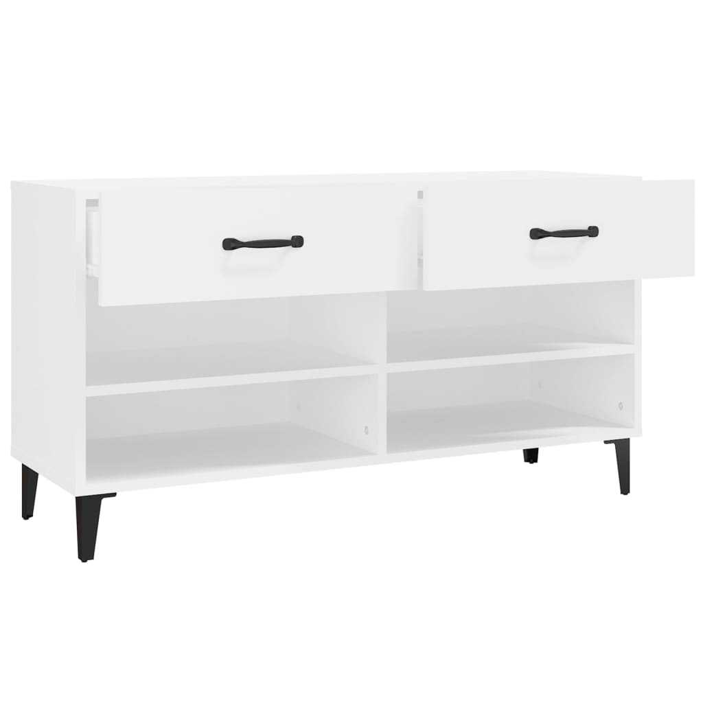 fehér szerelt fa cipősszekrény 102x35x55 cm