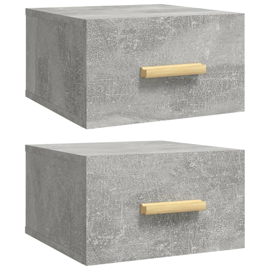 2 db betonszürke falra szerelhető éjjeliszekrény 35x35x20 cm