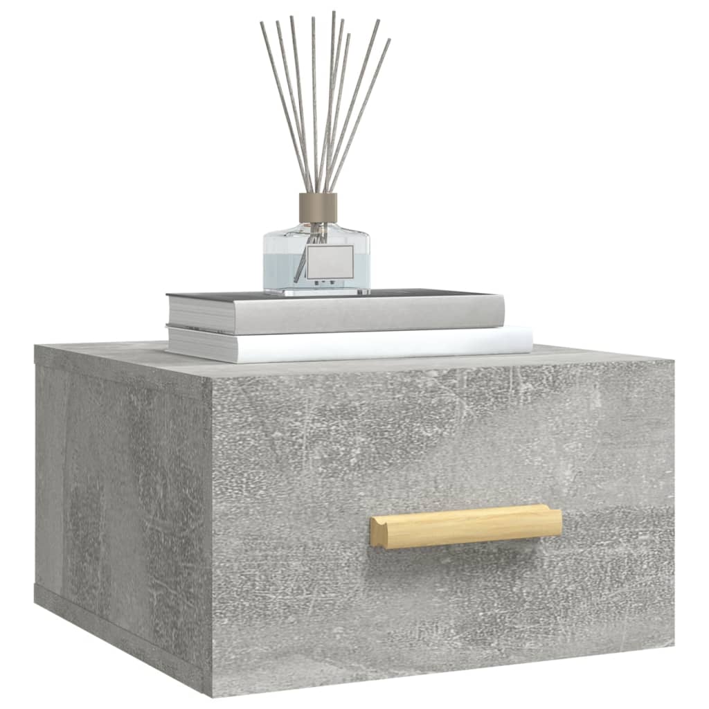 2 db betonszürke falra szerelhető éjjeliszekrény 35x35x20 cm