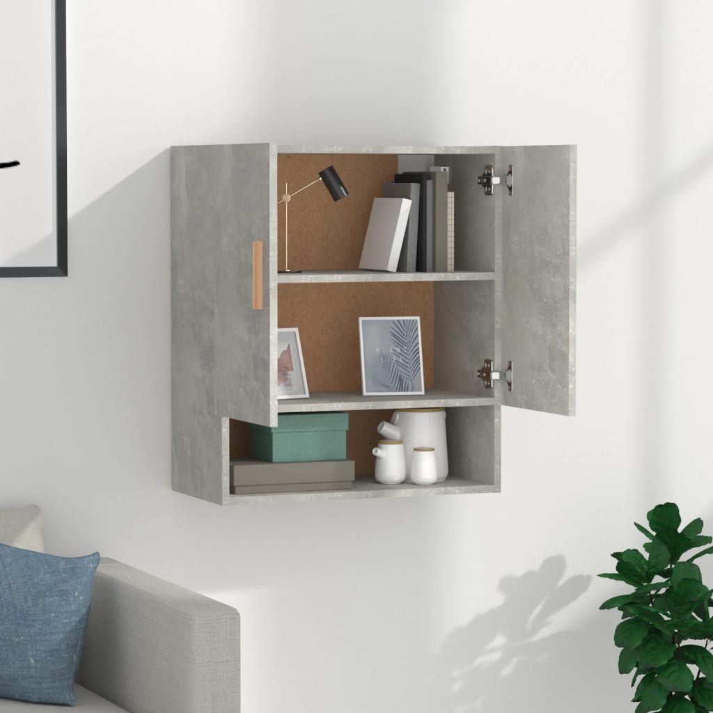 betonszürke szerelt fa faliszekrény 60 x 31 x 70 cm