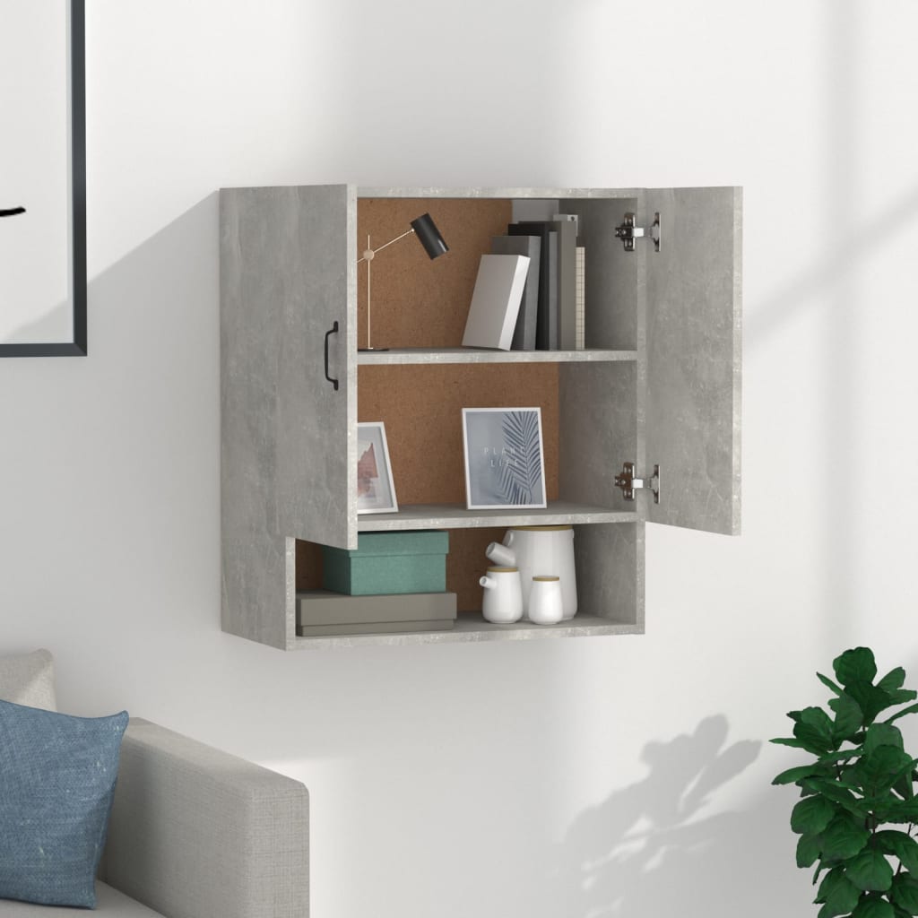 betonszürke szerelt fa faliszekrény 60 x 31 x 70 cm