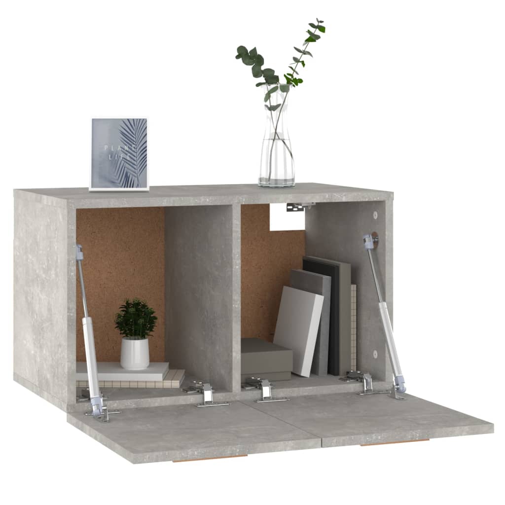 betonszürke szerelt fa faliszekrény 60 x 36,5 x 35 cm