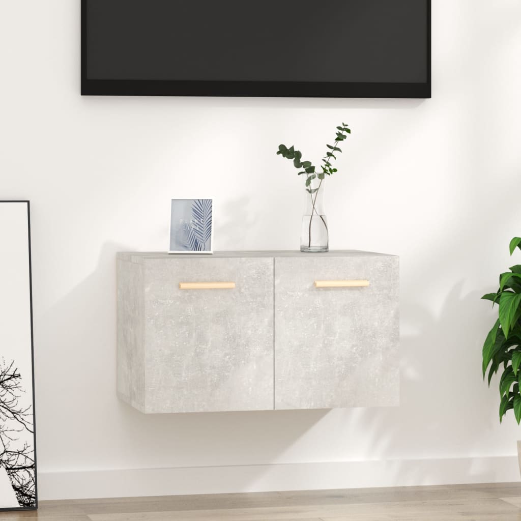 betonszürke szerelt fa faliszekrény 60 x 36,5 x 35 cm