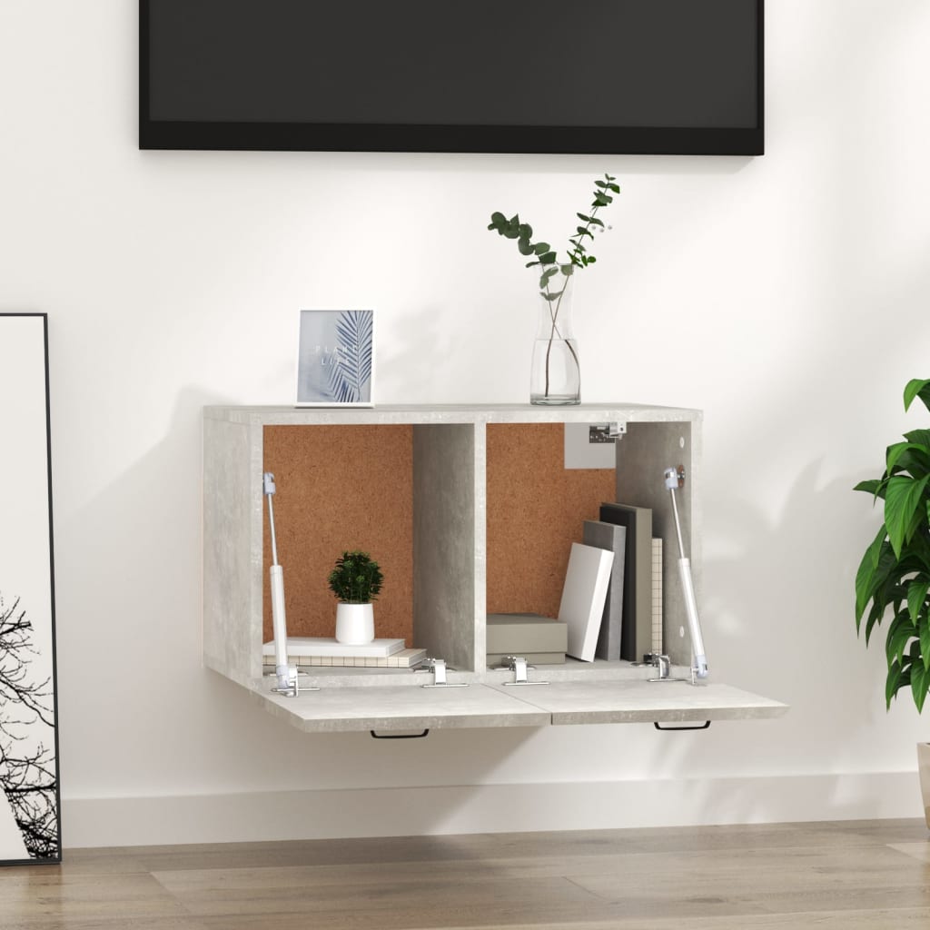 betonszürke szerelt fa faliszekrény 60 x 36,5 x 35 cm