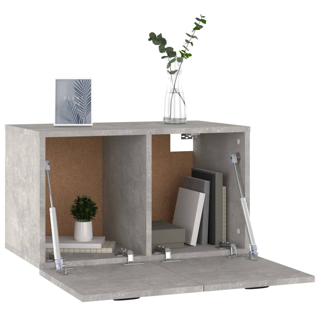 betonszürke szerelt fa faliszekrény 60 x 36,5 x 35 cm