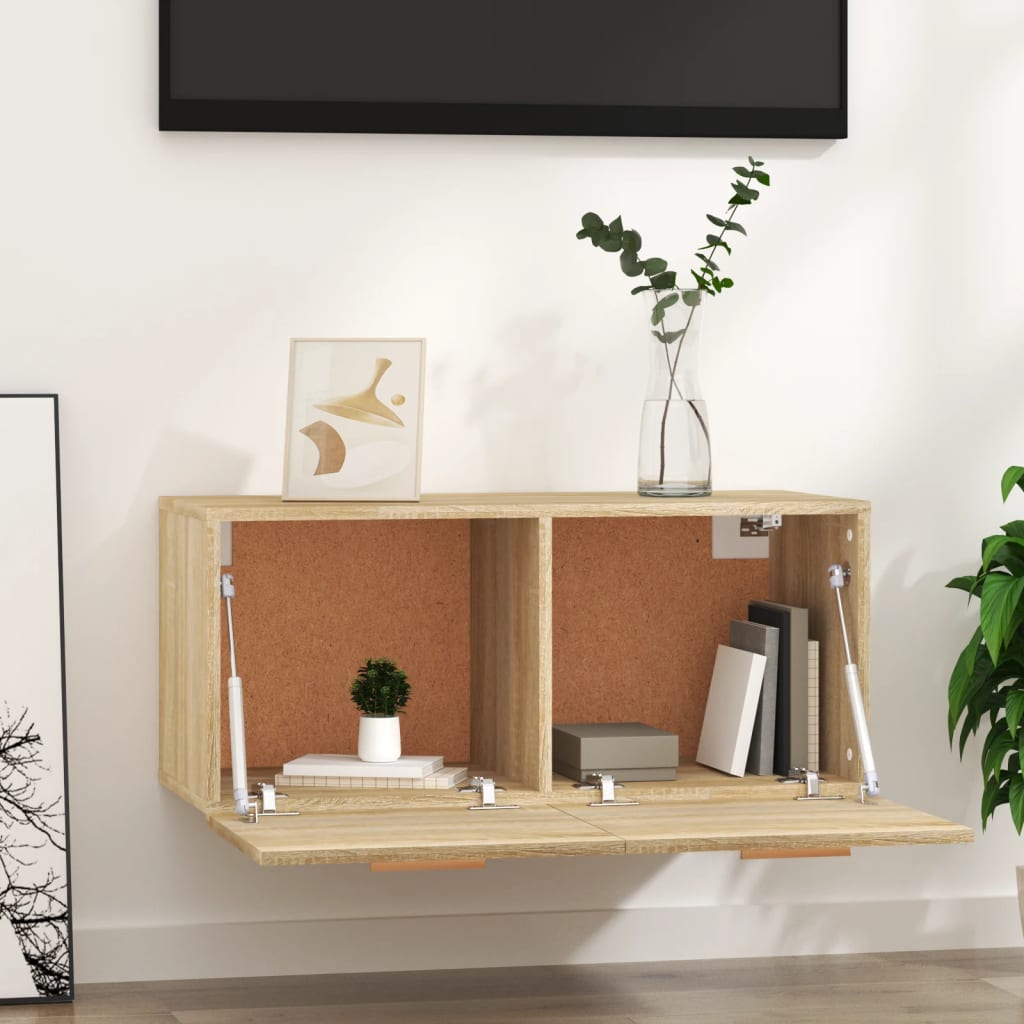 sonoma tölgy színű szerelt fa faliszekrény 80 x 35 x 36,5 cm