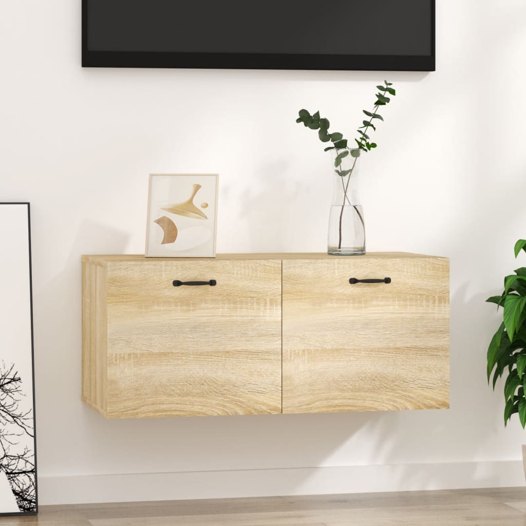 sonoma tölgy színű szerelt fa faliszekrény 80 x 36,5 x 35 cm