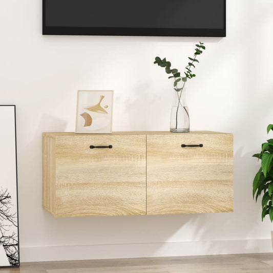 sonoma tölgy színű szerelt fa faliszekrény 80 x 36,5 x 35 cm