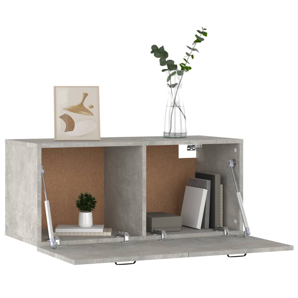betonszürke szerelt fa faliszekrény 80 x 36,5 x 35 cm