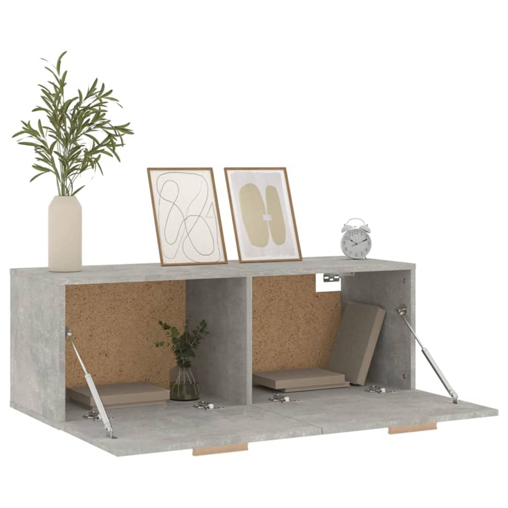 betonszürke szerelt fa faliszekrény 100 x 36,5 x 35 cm