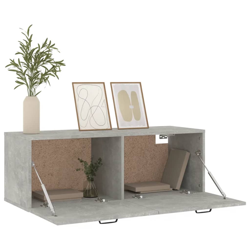 betonszürke szerelt fa faliszekrény 100 x 36,5 x 35 cm
