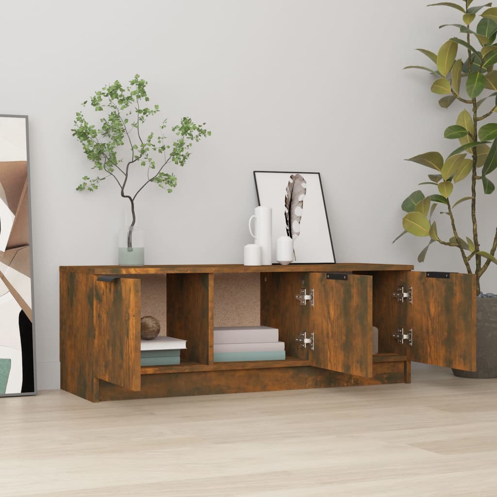 füstös tölgy színű szerelt fa TV-szekrény 102 x 35 x 36,5 cm