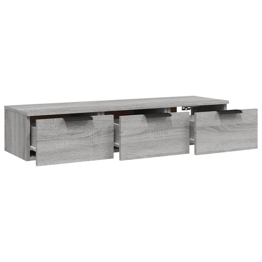 szürke sonoma színű szerelt fa faliszekrény 102 x 30 x 20 cm