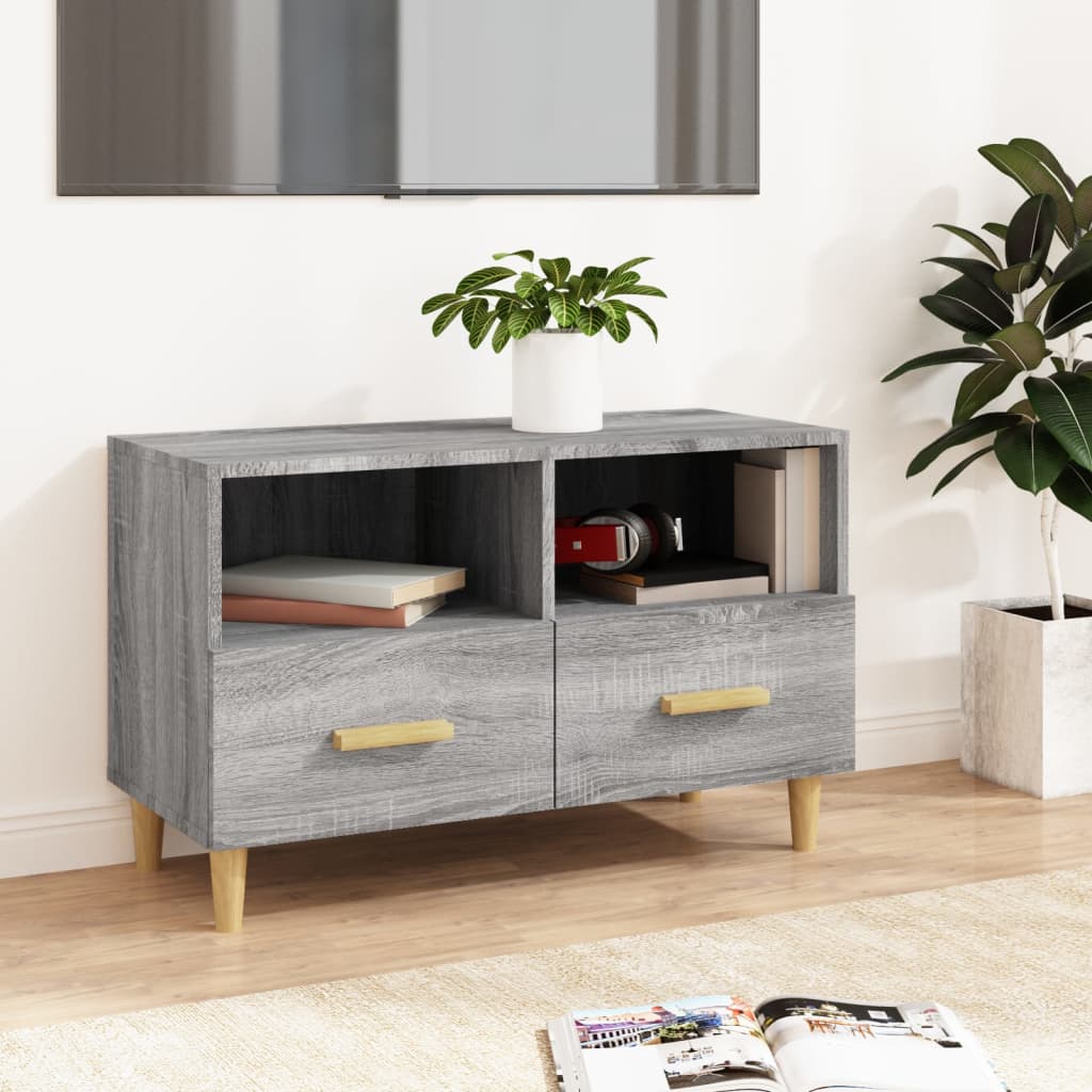 szürke sonoma színű szerelt fa TV-szekrény 80x36x50 cm