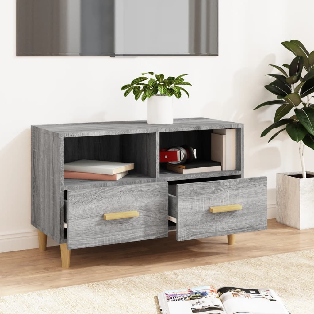 szürke sonoma színű szerelt fa TV-szekrény 80x36x50 cm