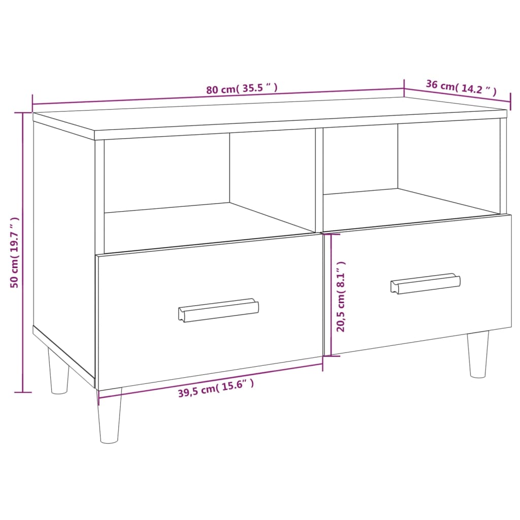 szürke sonoma színű szerelt fa TV-szekrény 80x36x50 cm
