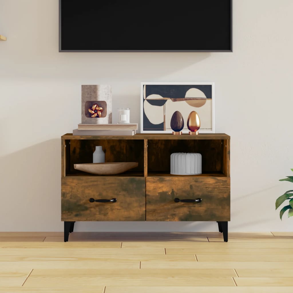 füstös tölgy színű szerelt fa TV-szekrény 80 x 36 x 50 cm