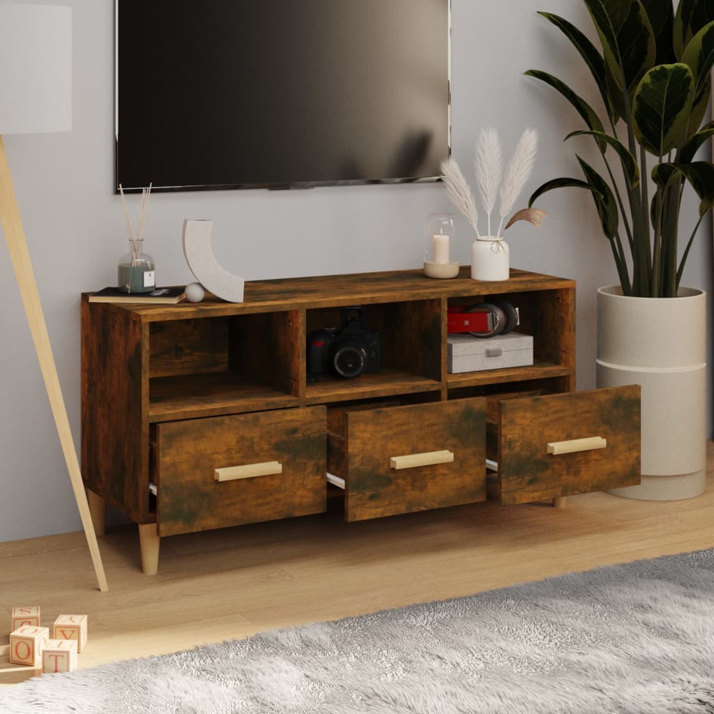 füstös tölgy színű szerelt fa TV-szekrény 102 x 36 x 50 cm