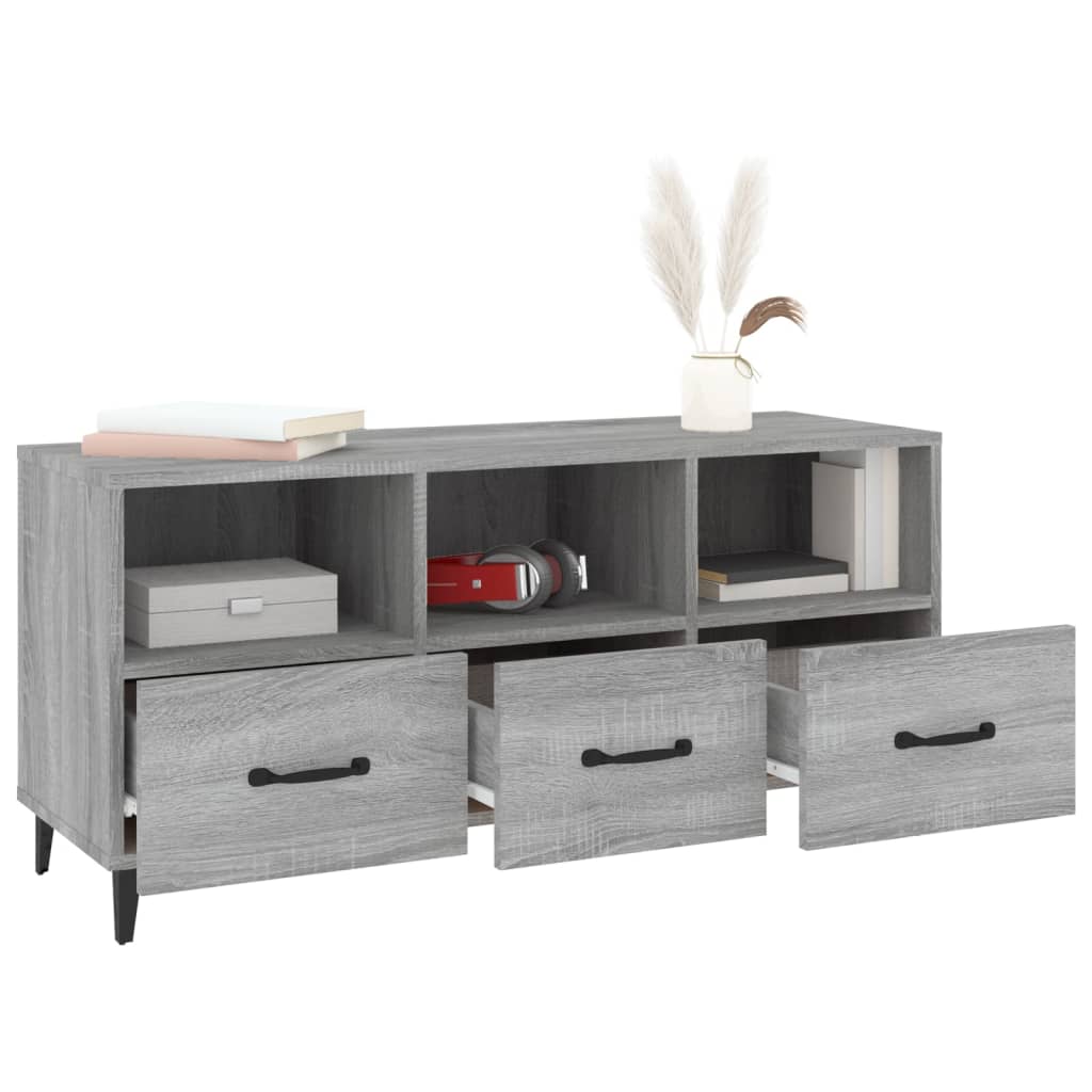 szürke sonoma színű szerelt fa TV-szekrény 102 x 35 x 50 cm